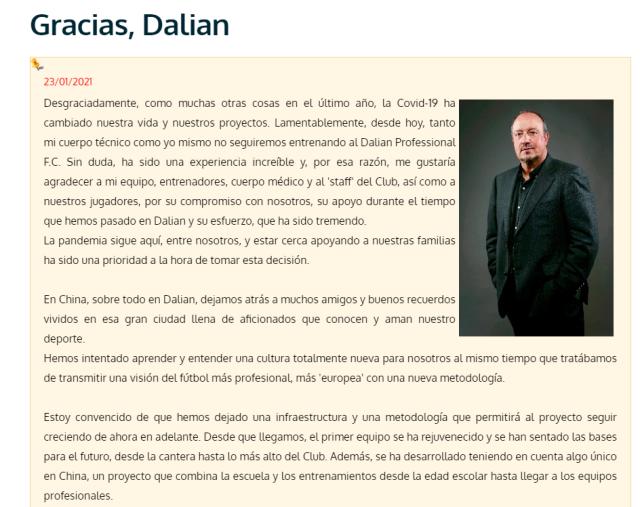 1611405821761038271.png 贝尼特斯发文告别大连人:这是一次美好的经历